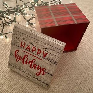 Design Focus I Holiday Gift Box I Happy Holidays Square Empty Gift Box